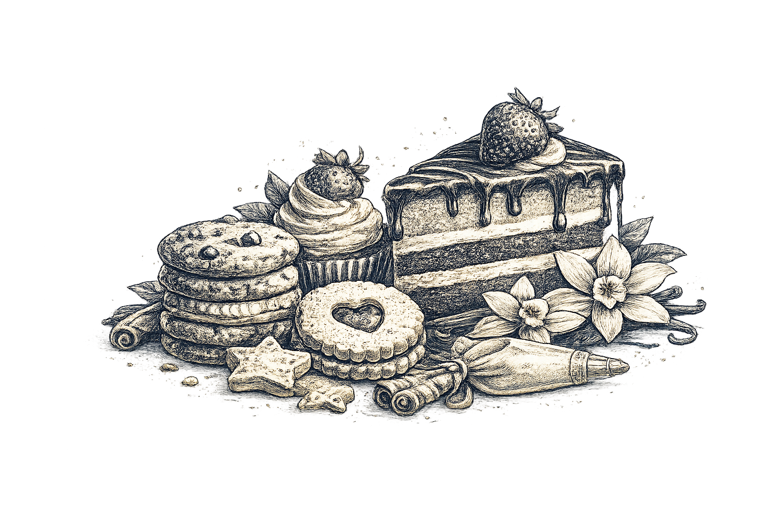Cookies, cakes, and snacks